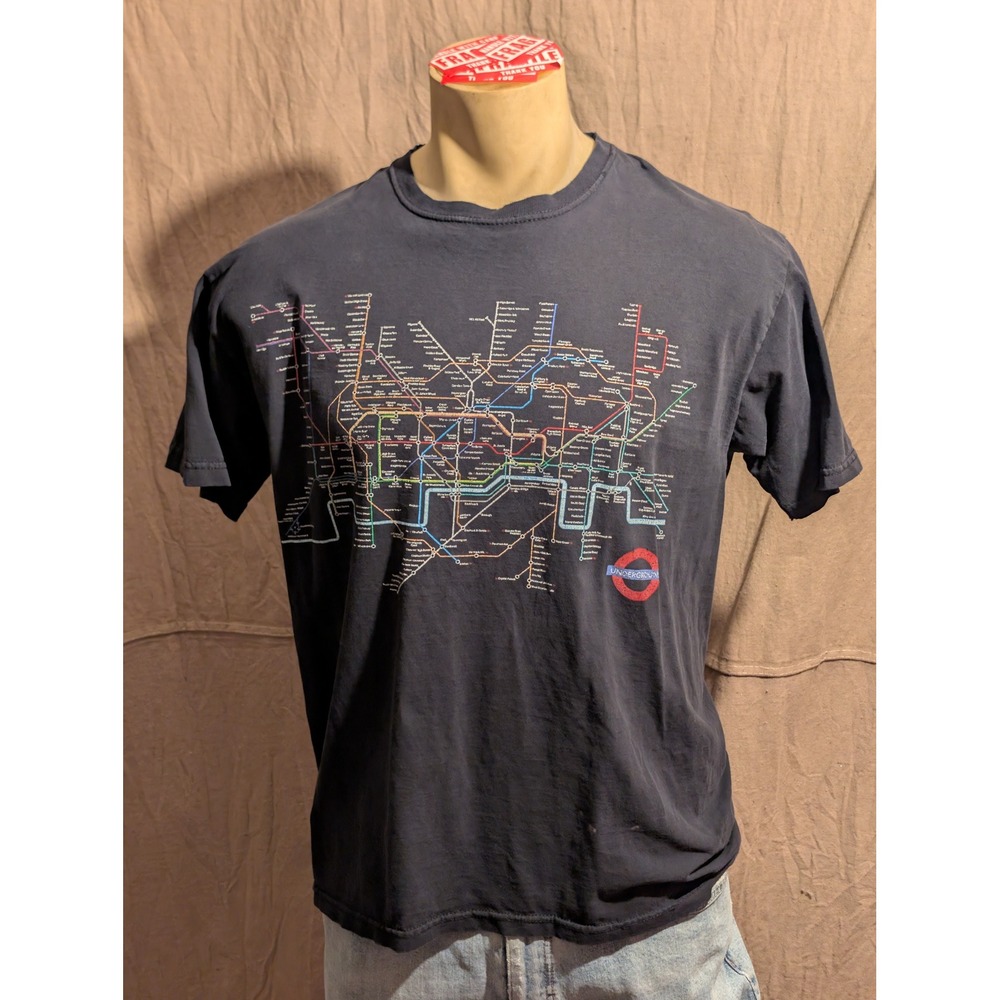 London Underground T Shirt Mens L Black Good Graphic Tube Map British Streetwear